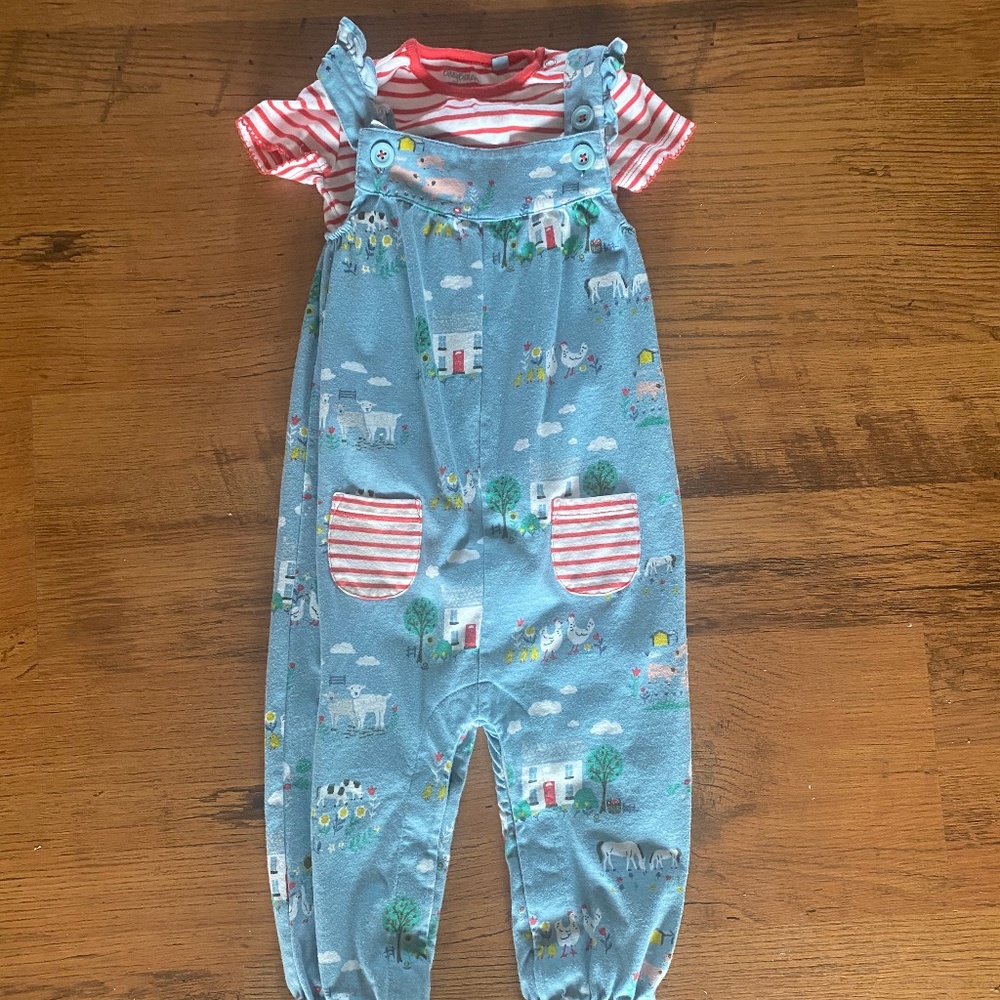 Baby Boden Farm Overalls and Onesie